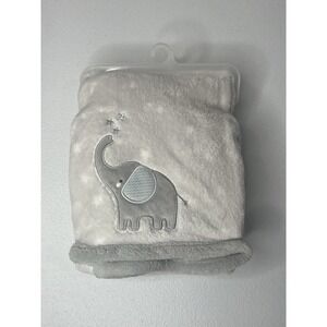 Parents Choice Gray Elephant Baby Blanket Stars Soft Fleece